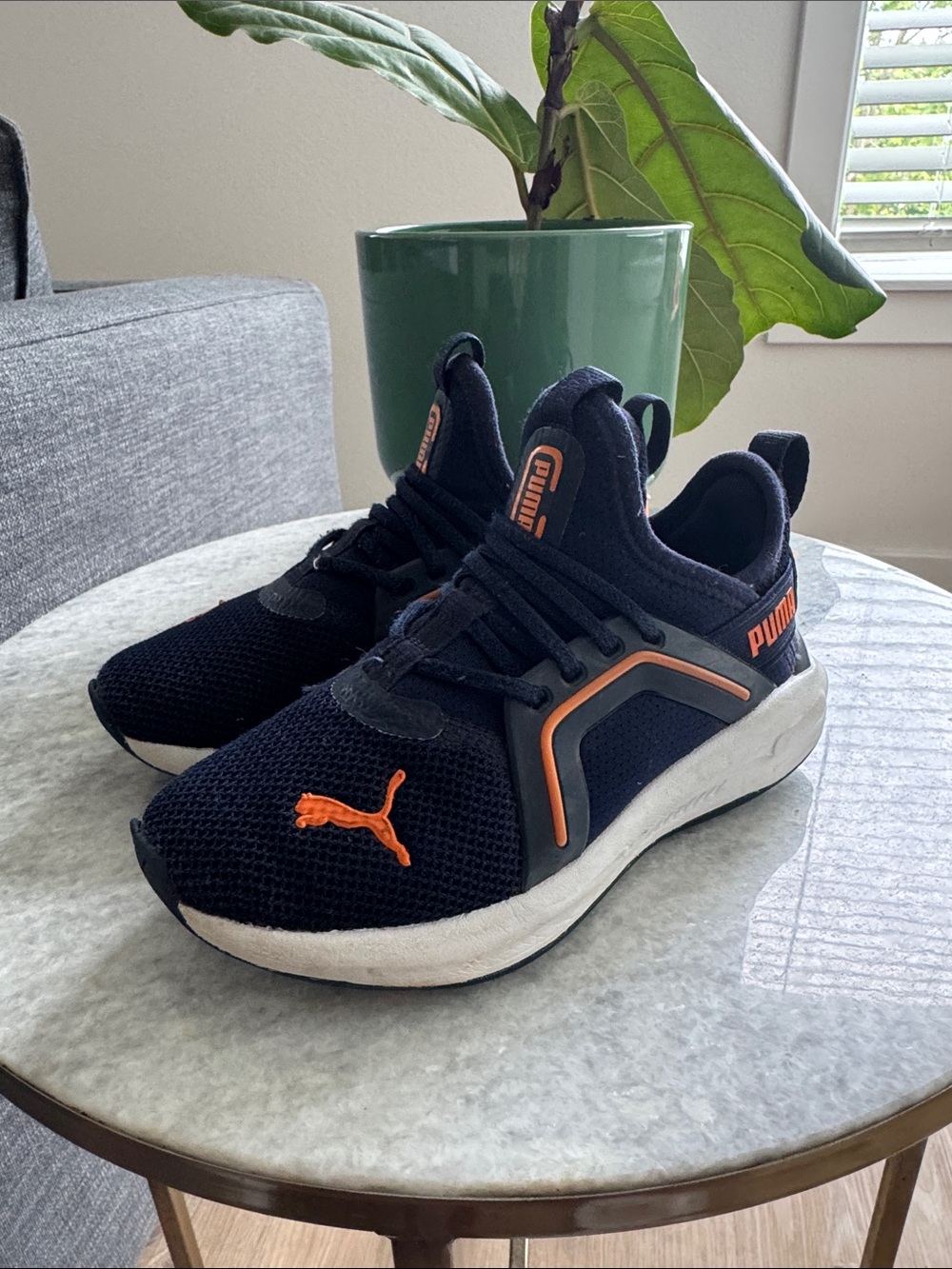 PUMA Kids Black and Orange Athletic Sneakers
